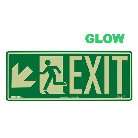 Exit With Down Left Arrow Sign Nhe 18673 Exit Emergency Fire