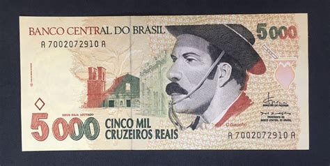 C 239 CÉdula 5000 Cruzeiros Reais 1993 Banco Central Do Brasil