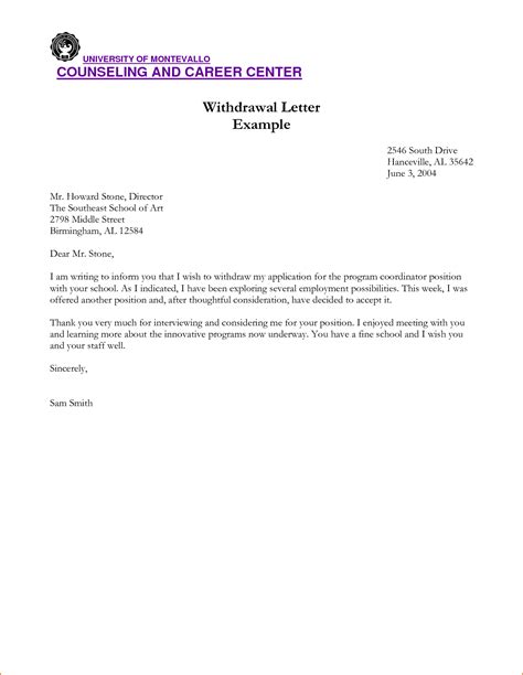 30 Free Example Letter Of Withdrawal From College Pdf