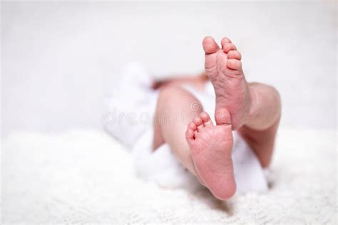 Closeup Of Newborn Baby Feet Stock Photo Image Of Infant Lying