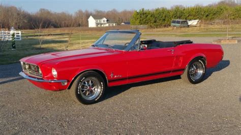 1967 Ford Mustang Convertible 289 Automatic Red Black Ps Pwr Top For