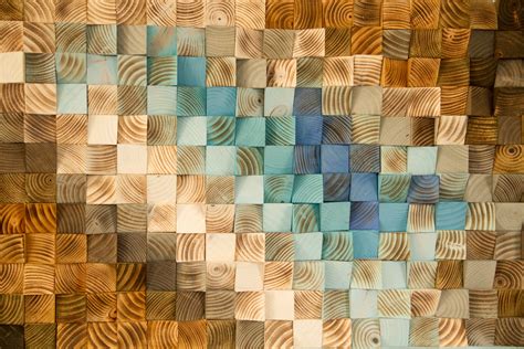 Modern Wood Wall Art Wood Mosaic Geometric Art Wood