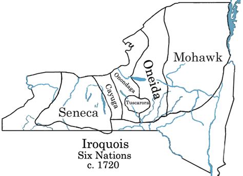 Iroquois 6 Nations Map C1720 Native American Nations Seneca Nation