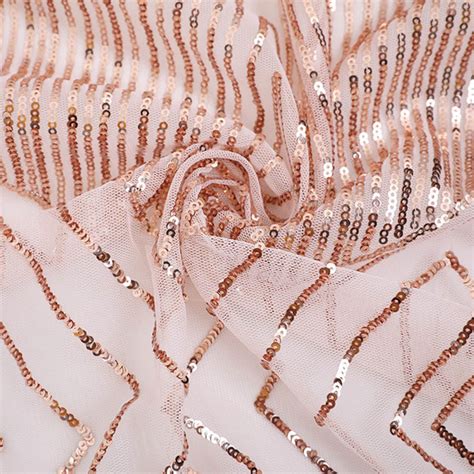 Rose Gold Sequins Lace Fabric By The Yardwedding Bridal Mesh Etsy