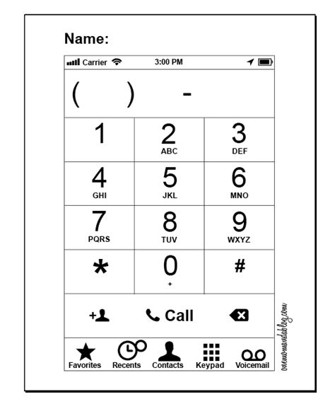 Printable Phone Number Worksheet