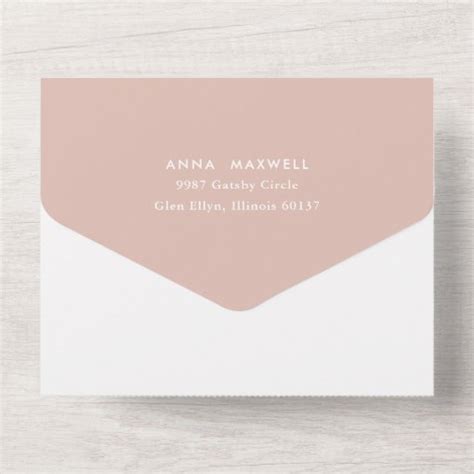 Modern Rose Gold Rings Blush Wedding All In One Invitation Zazzle