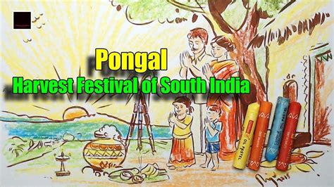 How to draw diwali festival drawing / fun scratch art to draw diwali drawing. Pongal | Harvest Festival of South India | Harvest ...