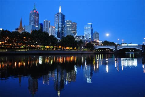 Melbourne Skyline At Dusk Free Stock Photo Public Domain Pictures