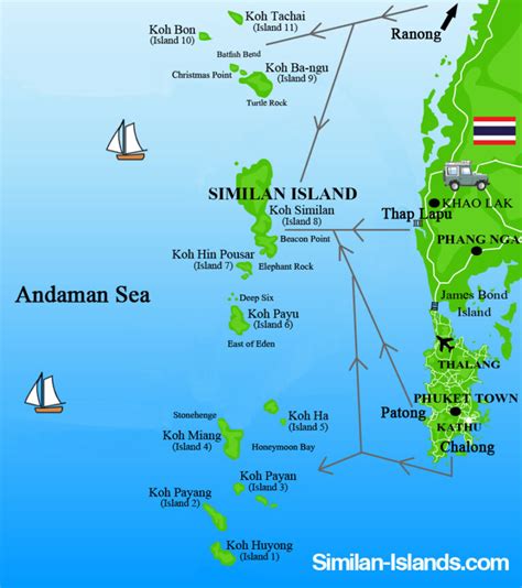 Travel Map Similan Islands Zanook Dive
