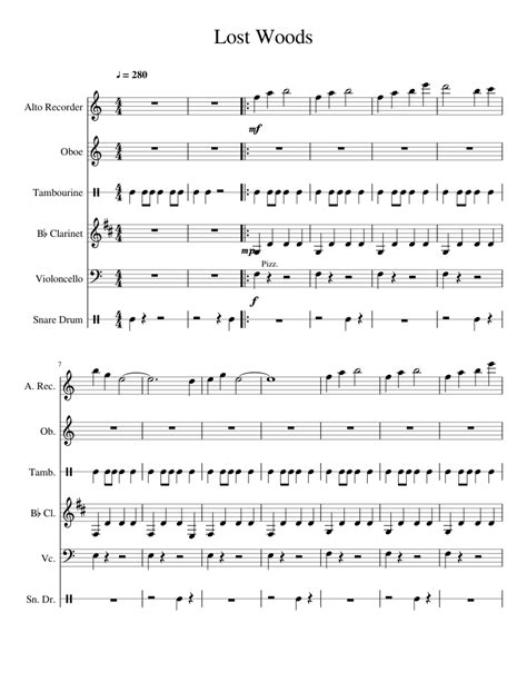 Lost Woods Sheet Music For Clarinet In B Flat Cello Oboe Snare