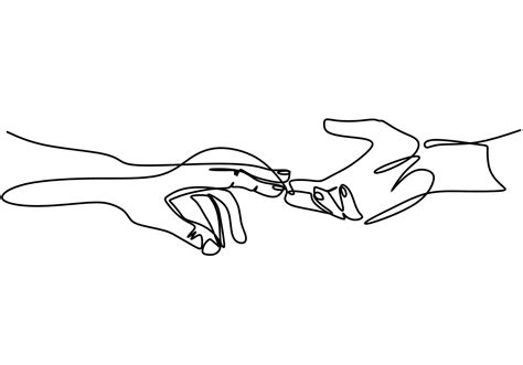Continuous One Single Line Man And Woman Hands Holding Together