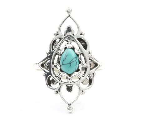 turquoise meru ring sterling silver turquoise ring stone jewelry gemstone southwestern boho