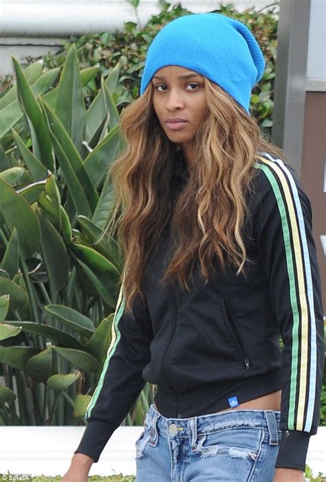 Ciara Loses Control Of Her Make Up Brush As She Steps Out Au