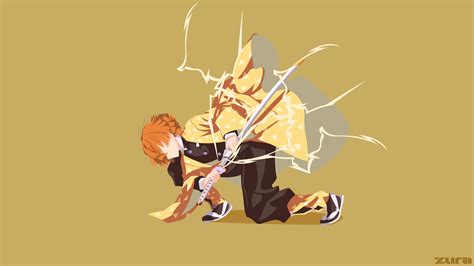 Demon Slayer Zenitsu Agatsuma With Background Of Dark Yellow 4k 5k Hd