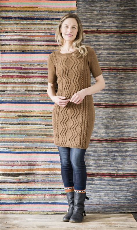 Free Knitting Pattern For A Short Sleeved Cable Dress Knit Dress Pattern Hand Knitted Dress