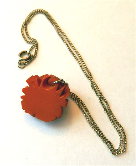 Carved Bakelite Rose Pendant Necklace