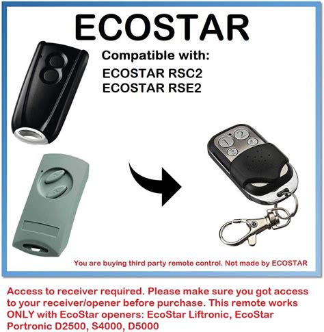 Ecostar Rsc2 Ecostar Rse2 Compatible Remote Control Replacement 433