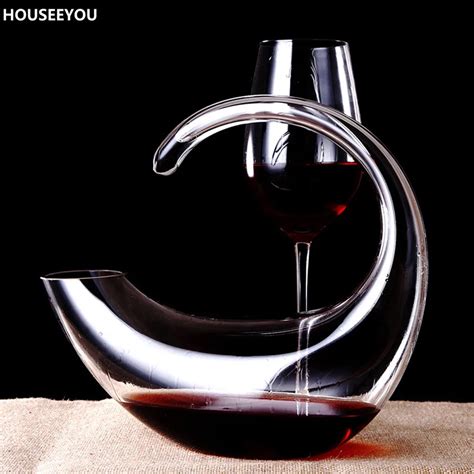 1000ml Unique Lead Free Glass Wine Decanter Barware Wine Aerator Container Red Wine Dispenser