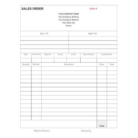 Sales Order Form