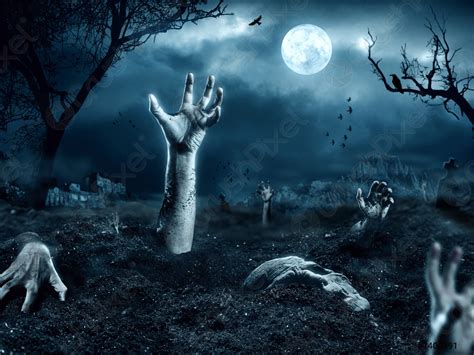 Zombie Hand Coming Out Of His Grave Stock Photo Crushpixel