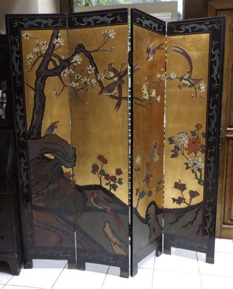 Antique Oriental Double Sided 4 Panel Folding By Earlygaragesale
