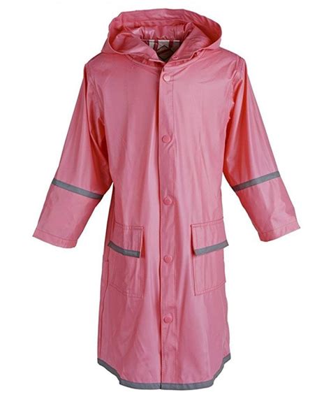 Kids Rain Jacket Girls Kids Waterproof Full Length Long Hooded