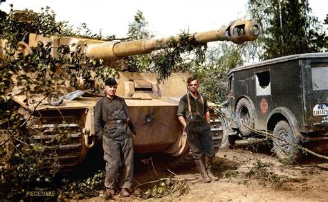 Tankers Of 502 Heavy Tank Battalion Near Their Tiger Ausf E Russia