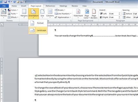 The fastest way to make one page landscape in word. How can I make just one page of a Word document horizontal ...