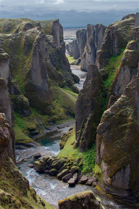 Canyon Of Fjadrargljufur With The Fjaðrá River Flowing Through It