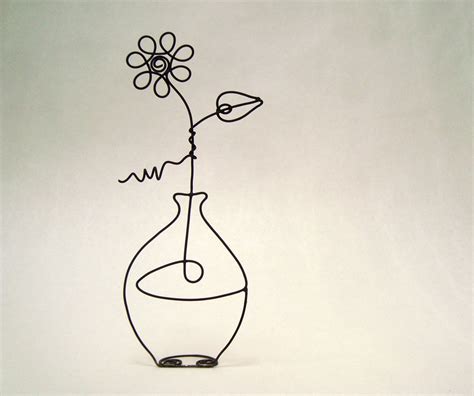Flower In A Vase Continuous Wire Sculpture