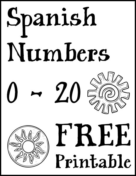 Spanish Numbers 0 20 Free Printable Spanish Numbers Learning