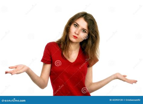 Caucasian Woman With Her Both Her Empty Palms Extended Stock Photo