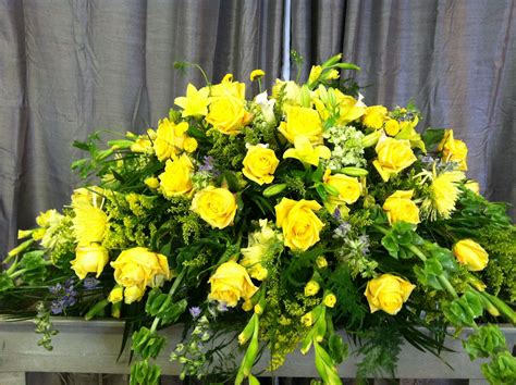 Yellow Roses Casket Spray Captions Save