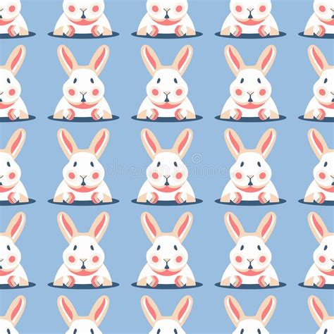 Seamless Pattern With Cute Rabbits And Bunnies Vector Stock