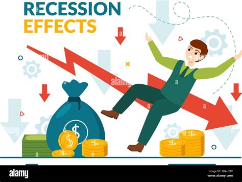 Recession Effects Vector Illustration With Impact On Economic Growth