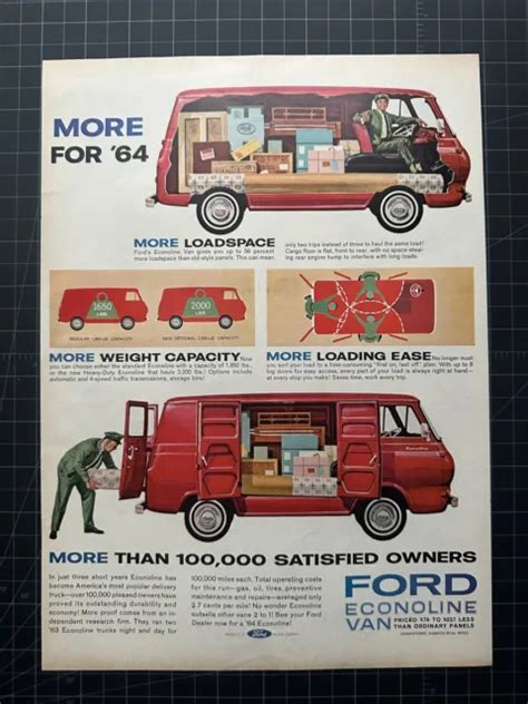 Vintage 1964 Ford Econoline Van Print Ad 2860 Picclick