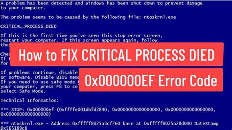 How To Fix Critical Process Died 0x000000ef Error Code In Windows 1110
