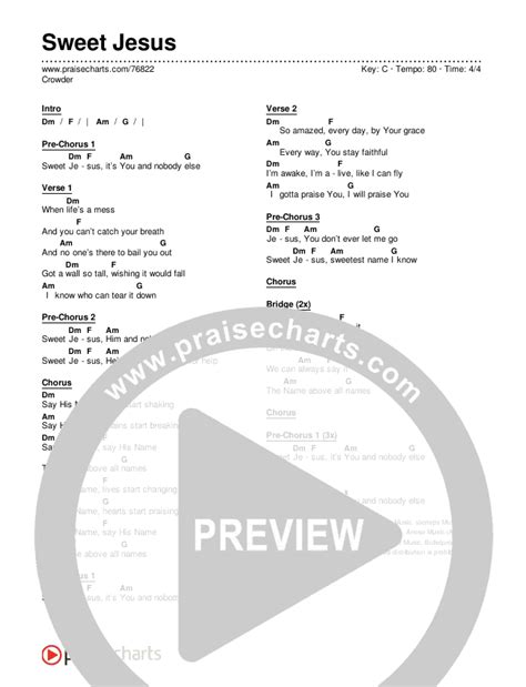 Sweet Jesus Chords Pdf Crowder Praisecharts