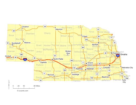 Map Of Nebraska Cities Nebraska Interstates Highways Road Map
