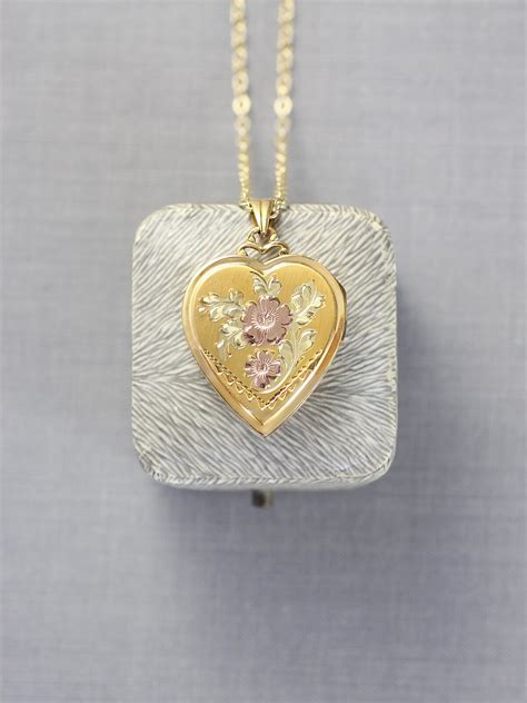 Gold Filled Heart Locket Necklace Hayward Vintage Photo Pendant With