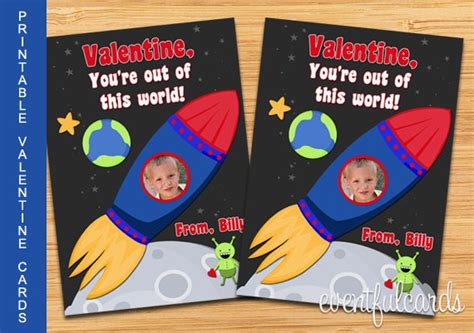 Rocket Ship Valentines Day Cards For Kids With Photo By Eventfulcards