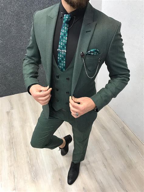 Buy Green Slim Fit Wool Suit By With Free Shipping Green