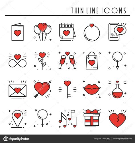 love line icons set happy valentine day signs and symbols love couple relationship dating