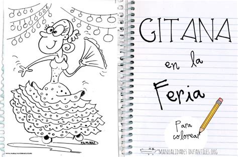 Fiesta del pilar en zaragoza. Dibujo de una Gitana en la Feria -Manualidades Infantiles