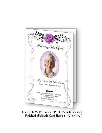 Beloved Vintage Rose Funeral Card Template Elegant Memorials