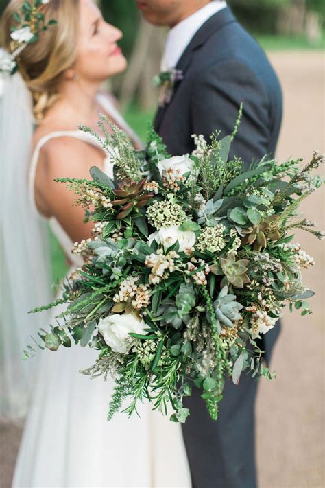 Wild And Whimsical Bouquet With Succulents And Greenery