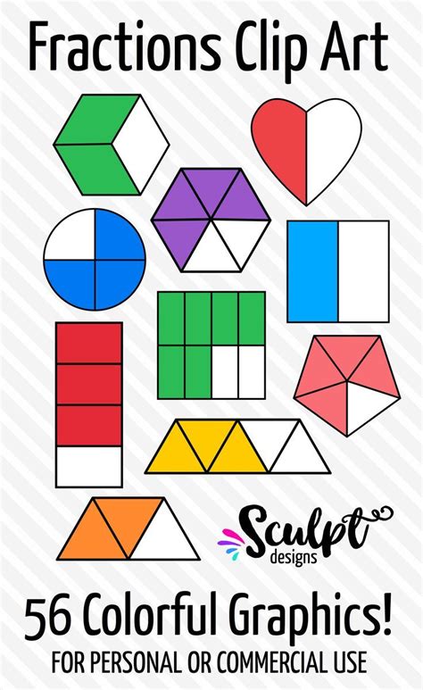 Fractions Clip Art ~ Fractions Clipart Various Shapes And Colors Clip