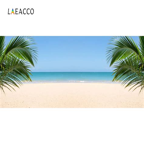 Laeacco Summer Seaside Beach Palm Tree Backdrop Photography Backgrounds