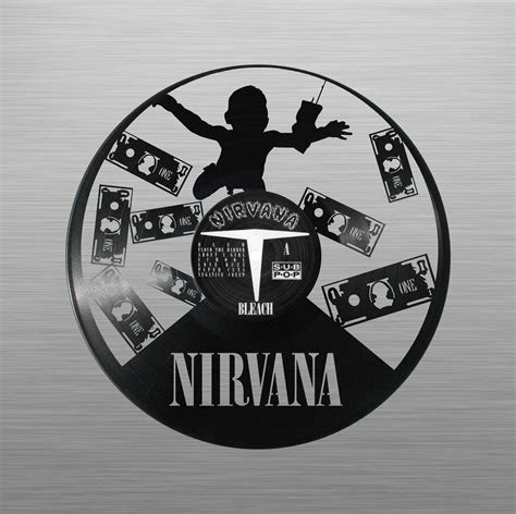 Nirvana Vinyl Clock Carved Laser Cut Record Art Music Gift For Occasion Like Birthday