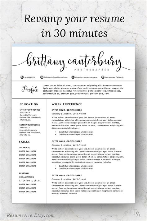 Modern Resume Template Word Sorority Resume Template With Etsy Canada